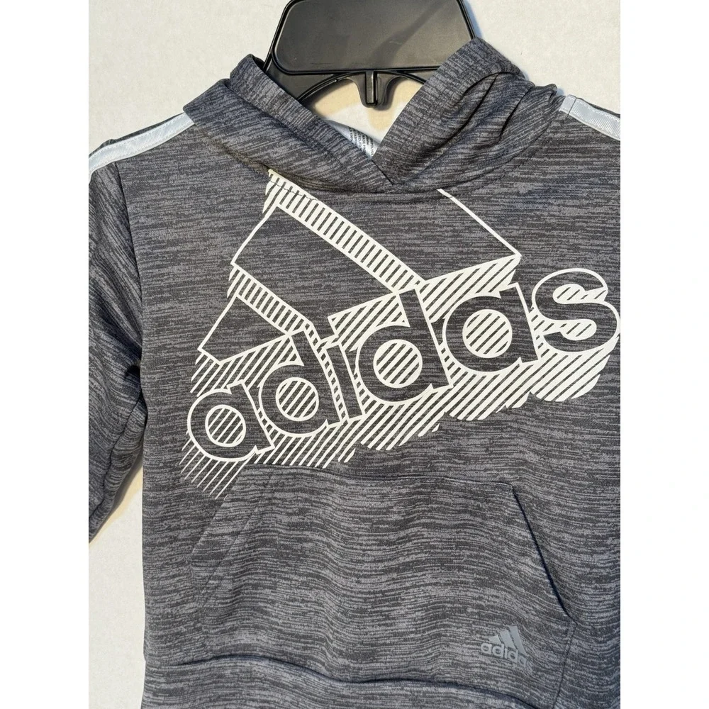Adidas Toddler 3T‎ Hoodie Grey Pullover Sweatshirt Logo - Picture 3 of 13